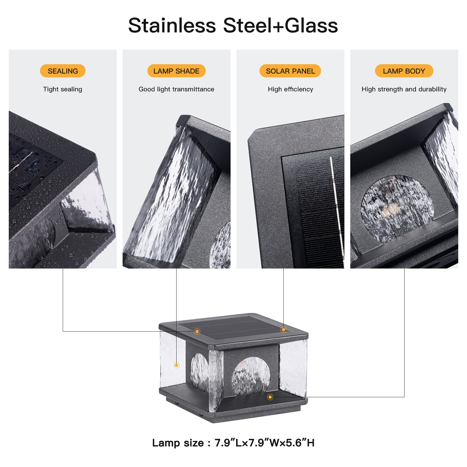 RIRZ LUCENT | Modern Solar Glass Post Light