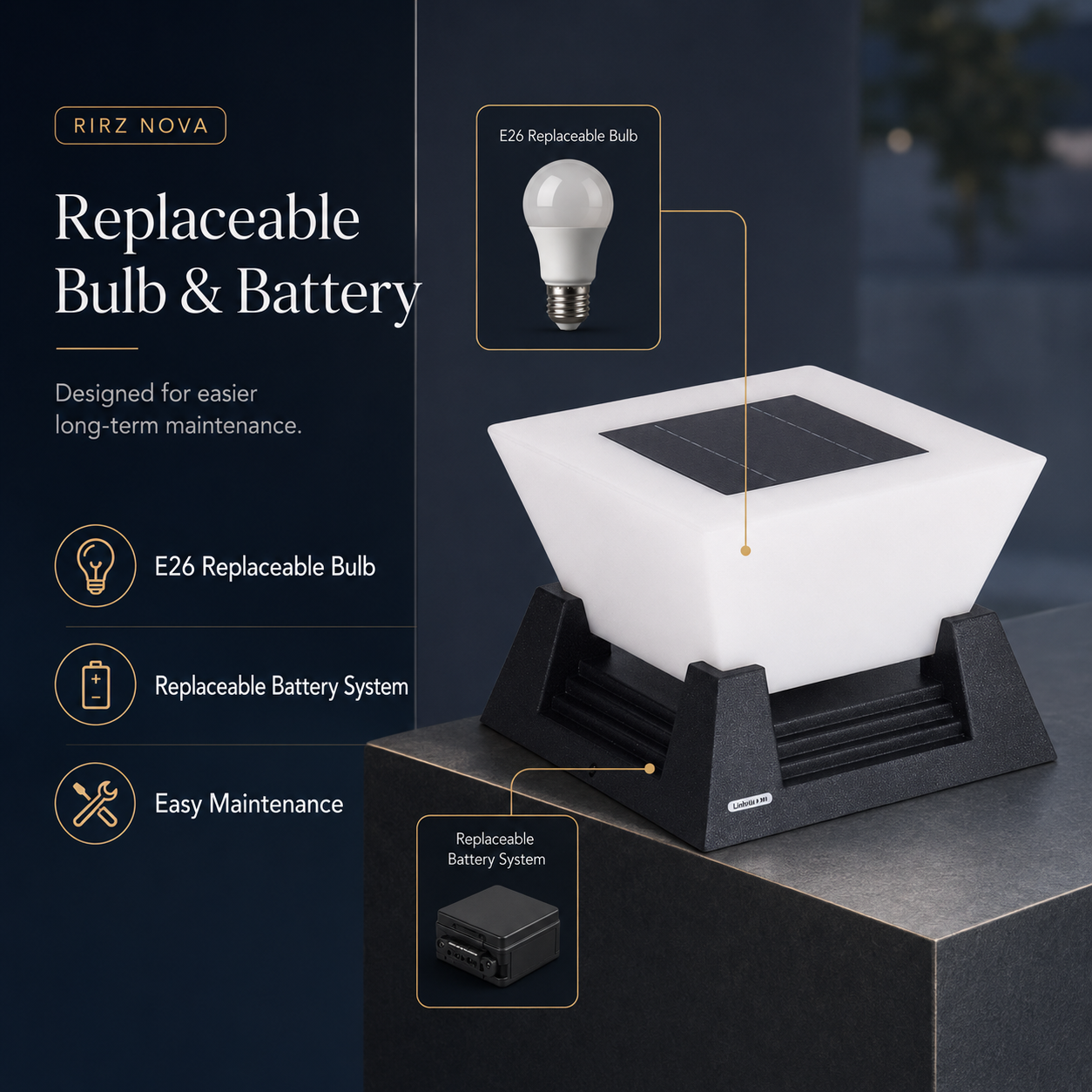 RIRZ NOVA | Modern Solar Post Light