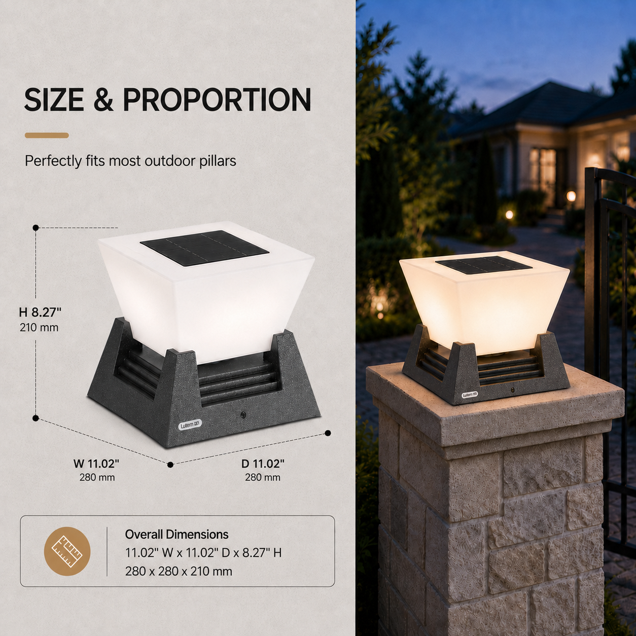 RIRZ NOVA | Modern Solar Post Light