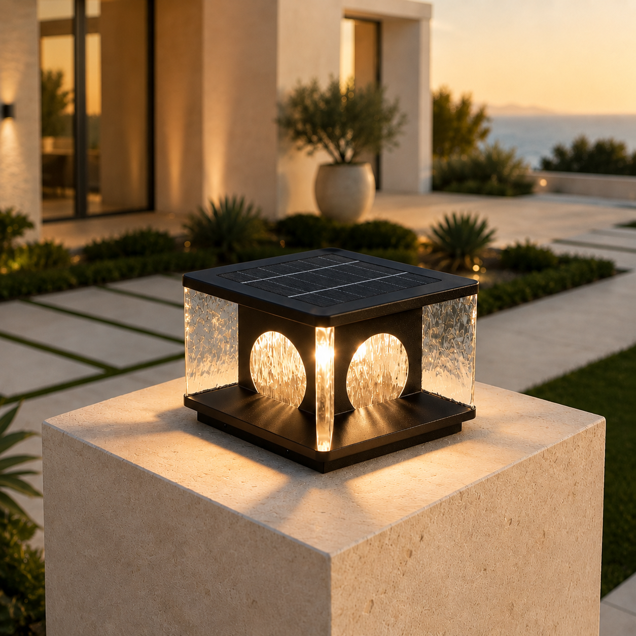 RIRZ LUCENT | Modern Solar Glass Post Light