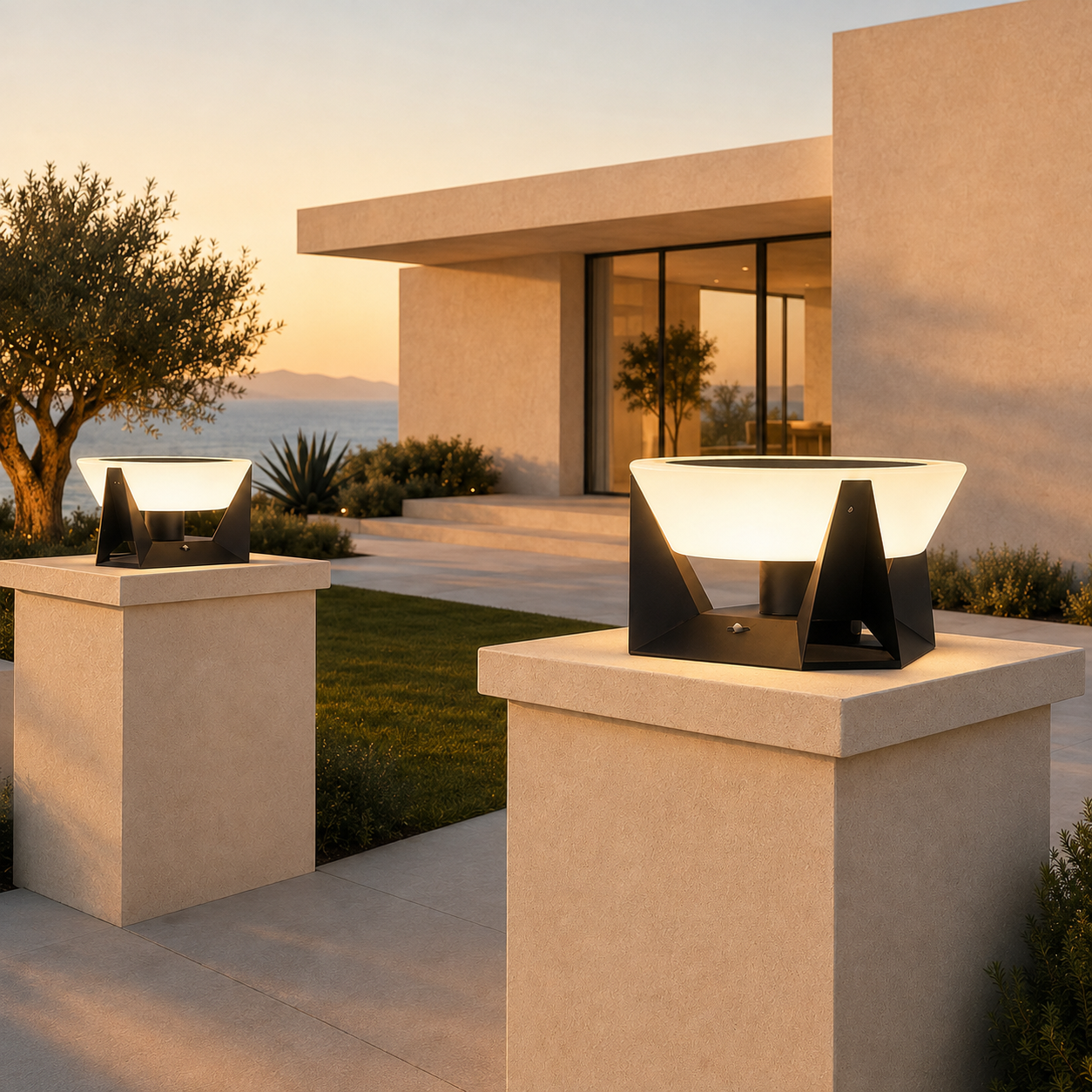 RIRZ HALO | Modern Solar Outdoor Post Light
