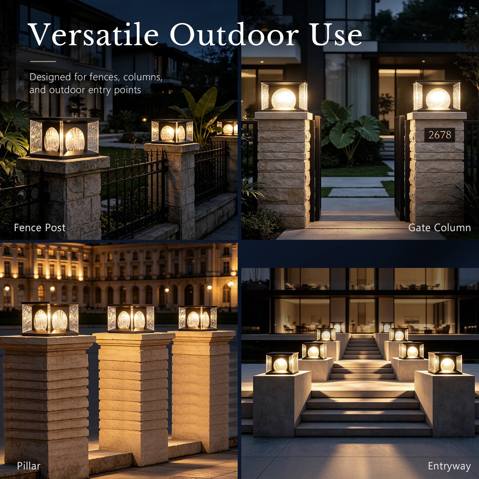 RIRZ LUCENT | Modern Solar Glass Post Light