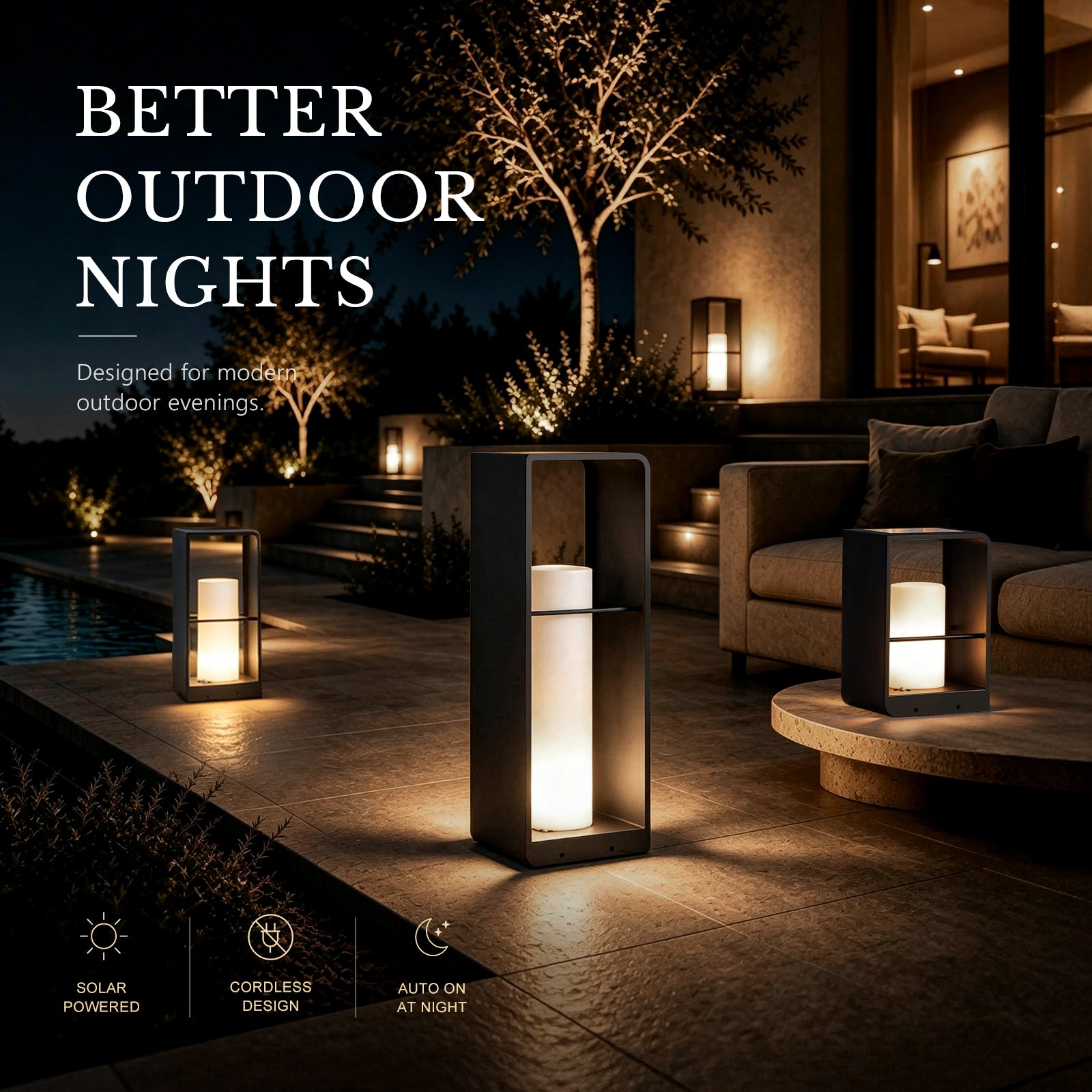 RIRZ AXIS | Modern Solar Outdoor Floor Lamp