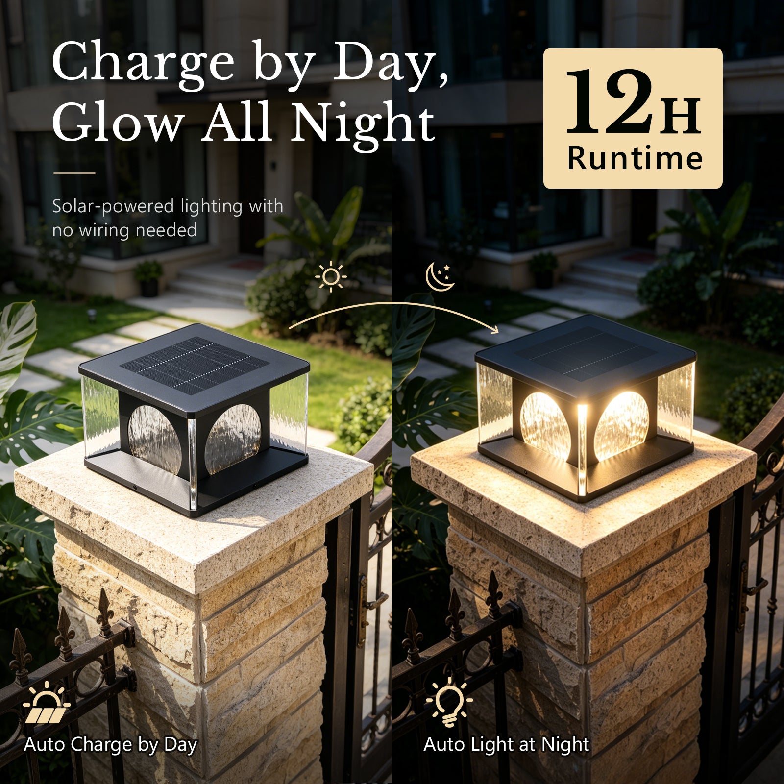RIRZ LUCENT | Modern Solar Glass Post Light