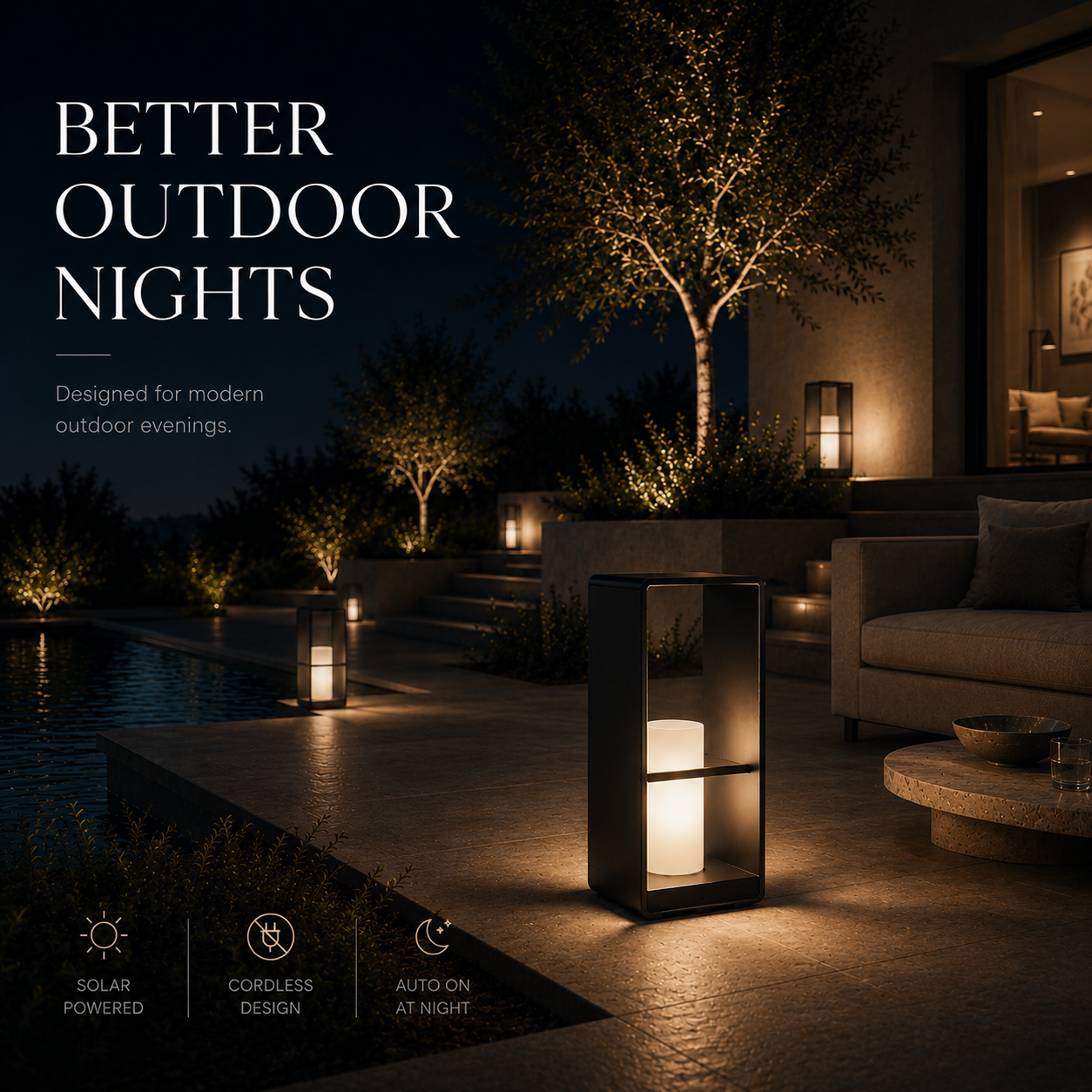 RIRZ AXIS | Modern Solar Outdoor Floor Lamp