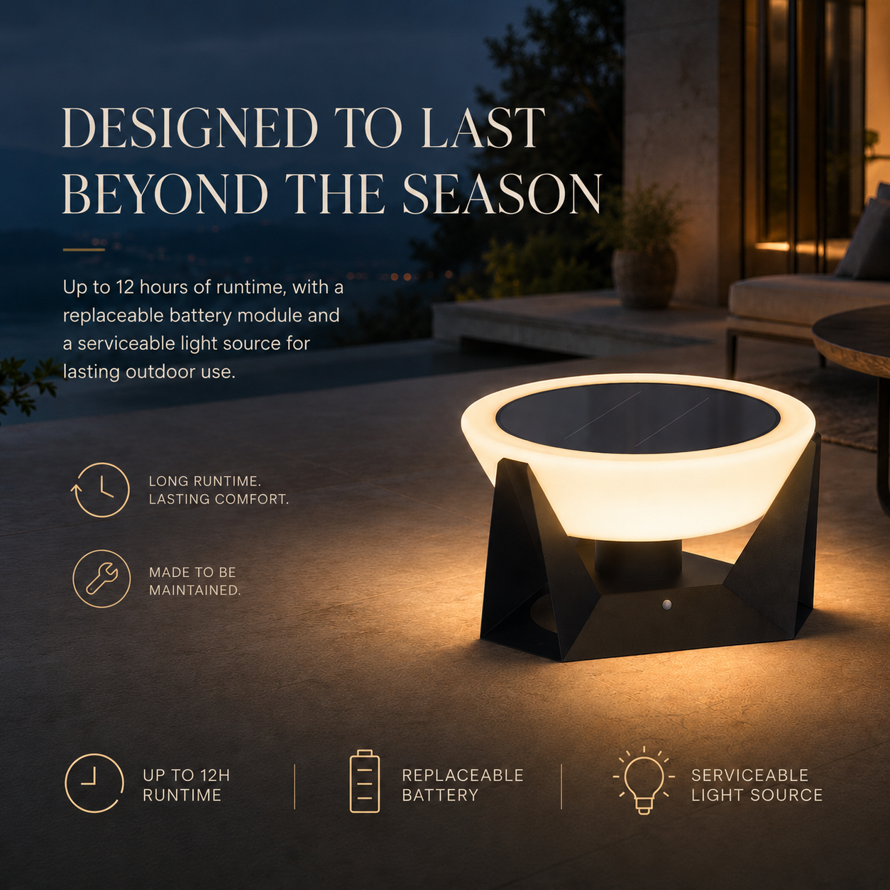 RIRZ HALO | Modern Solar Outdoor Lamp
