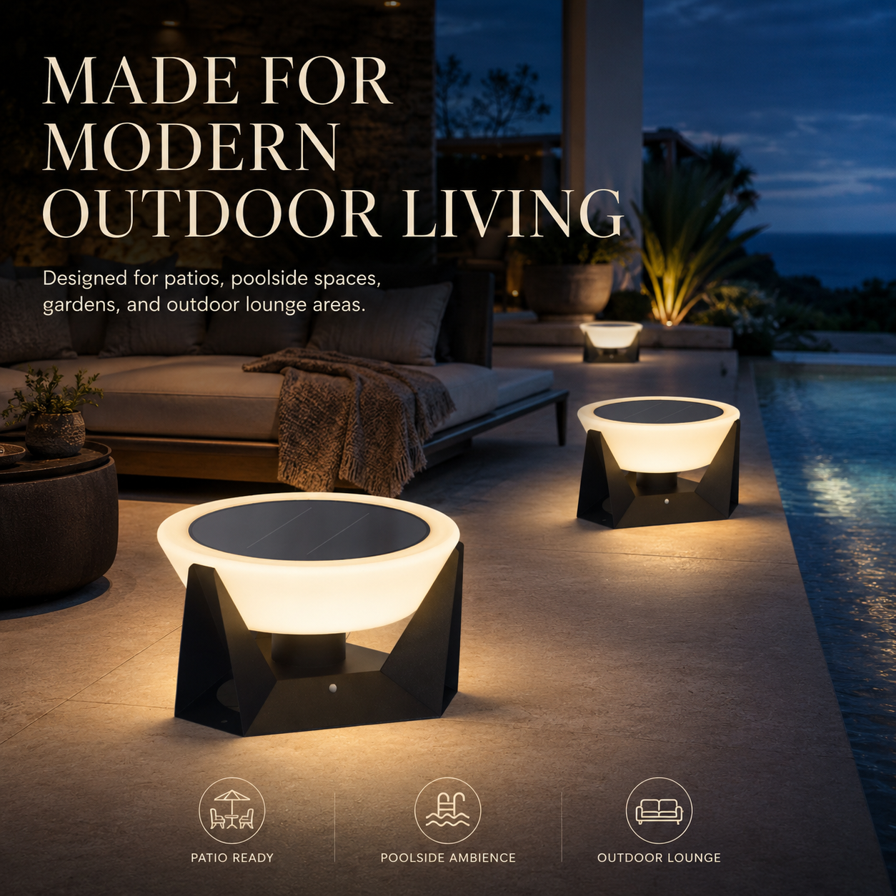 RIRZ HALO | Modern Solar Outdoor Lamp